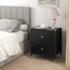 YITAHOME Chest of Drawer with 2 Drawers PU Leather Storage Drawers Dresser Sturty Metal Frame for Bedroom Living Room Hallway Nursery, Black