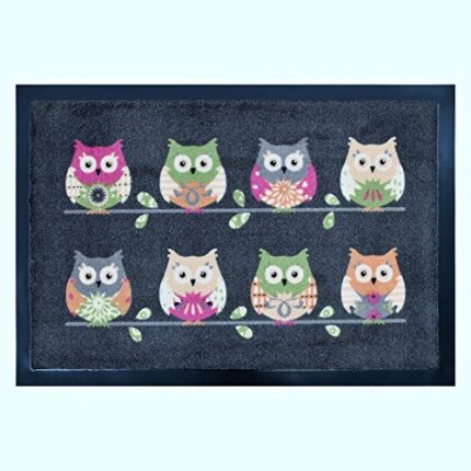 Trendstern Trendprodukteshop Doormat Dirt Mat with Owl Design Grey 40 x 60 cm