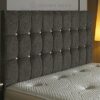 CROWNBEDSUK Omega diamante chenille headboard in 2ft6,3tf,4ft,4ft6,5ft,6ft (4FT SMALL DOUBLE, Grey)