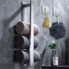 Towel Rail Wall Mounted with 2 Towel Hooks, Stainless Steel Black Towel Rail, Self Adhesive Towel Rail No Drilling, Matt Black Bathroom Accessori