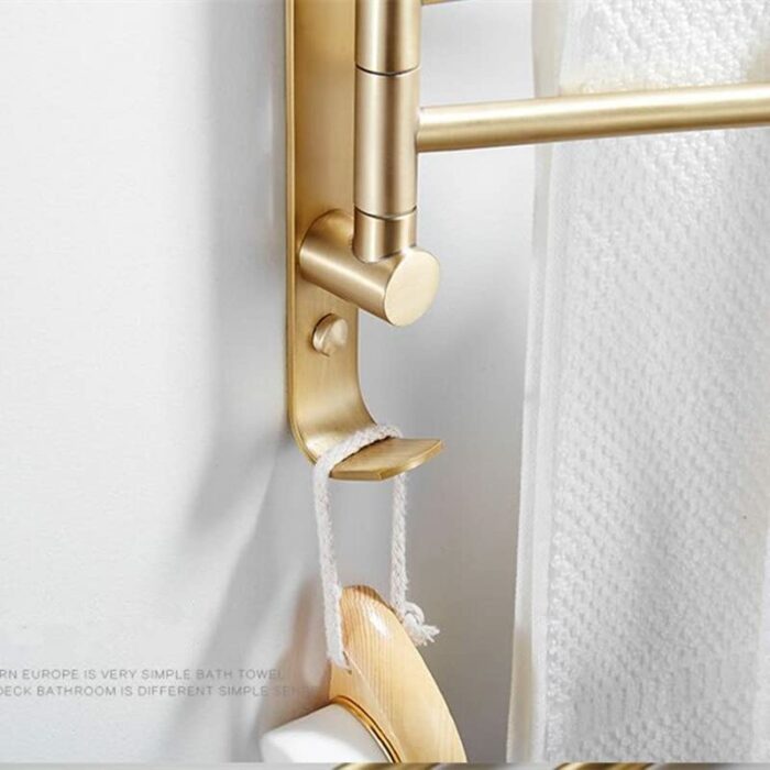 HIGOH Towel Racks,Towel Holder Towel Rail for Bathroom, Bathroom Brushed Brass Towel Bars, Brushed Four Towel Bars, Movable Towel Bars Bathroom T