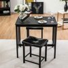 WALNUT 3 Pieces Counter Height Dining Table And 2 Backless Stools Kitchen Bar Furniture