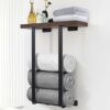 Bathroom Towel Rack with Wooden Shelf,Wall Mounted Metal Towel Holder Towel Storage Rack for Folding Large/Small Towels,Towel Racks for Bathroom,
