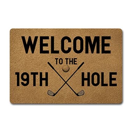 Funny Welcome Doormat Personalized Rugs Welcome to The 19th Hole Golf Doormat 15.9"(W) X 23.7"(L) Anti-Slip Rubber Back Doormats House Warming Gi