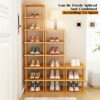 Bamboo Shoe Rack - Vertical Shoe Rack for Small Spaces, Tall Narrow Shoe Rack Organizer for Closet Entryway Corner Garage and Bedroom,Skinny Shoe