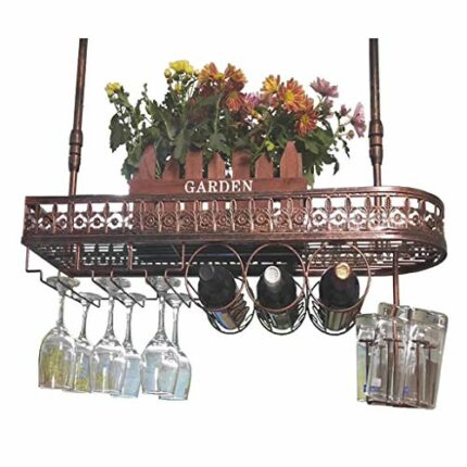 Stylish Simplicity Down Vintage Ceiling Metal Wine Rack Simple Creative Display Storage Storage Racket Wine Glass Holder Height Adjustable Restau