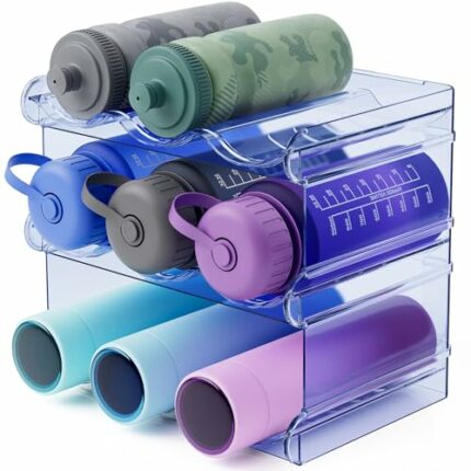 Fabspace Water Bottle Organizer, Stackable Water Bottle Holder for Kitchen Pantry, Fridge, Cabinet, Stackable Cup Holder for Wine, Water, Drink-3