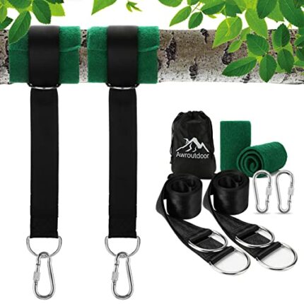 Awroutdoor Tree Swing Hanging Straps - Ultra Strong 1.5M/5ft Hammock Strap Holds 2200 LBS Straps for Camping Backpacking Patio Hammocks and Swing