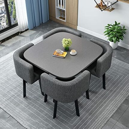 Reception Negotiation Table Dining Table and Chair Set of 4 , Home Dining Room Furniture Set 1 Table 4 Chairs, Cotton Linen Fabric Chair Hotel Cl