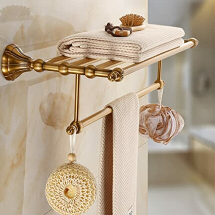 HIGOH Towel Racks,Bathroom Towel Rack Wall Mounted Towel Holder,Bathroom Accessory Antique Aluminum Towel Rack,Towel Holder Bathroom Shelf,Bath H