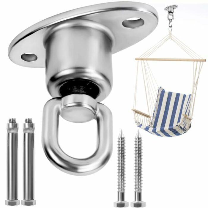 BELLE VOUS Heavy-Duty Silent Ball Bearing Swing Hanger - Stainless Steel 360 Degree Rotating Swivel Hook with Screws - 540kg/1190lbs Capacity for