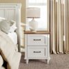 WAMPAT End Table, Wood Nightstand with 2 Drawers, Sofa Side Table with with Storage for Living Room, Mid Century Bedside Table for Bedroom, Antiq