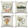 Artscope Set of 4 Decorative Cushion Covers 45x45cm, Tropical Plants Waterproof Throw Pillow Covers, Perfect to Outdoor Patio Garden Bench Living