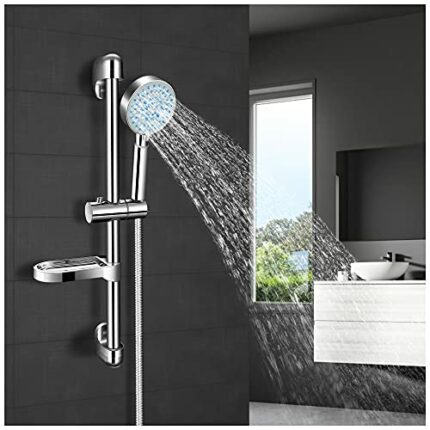 Shower System Set - Shower Head - PGFUNNY 5 Spray Modes High Pressure Shower Heads,Shower Pole,Shower Rail,Shower Hose 2m and Shower Head Holders