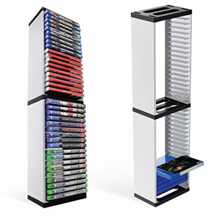 Haokaini Game Disc Holder Video Game Storage Tower Bracket Rack 36 Games Disc Holder Storage Shelf Disc Console Host Controller for PS5 Game Disc