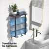 Towel Racks for Bathroom Wall Mounted, Cinati Metal Bath Towel Holder with Wood Shelf and 3 Hooks, Towel Storage for Small Bathroom Decor or RV,