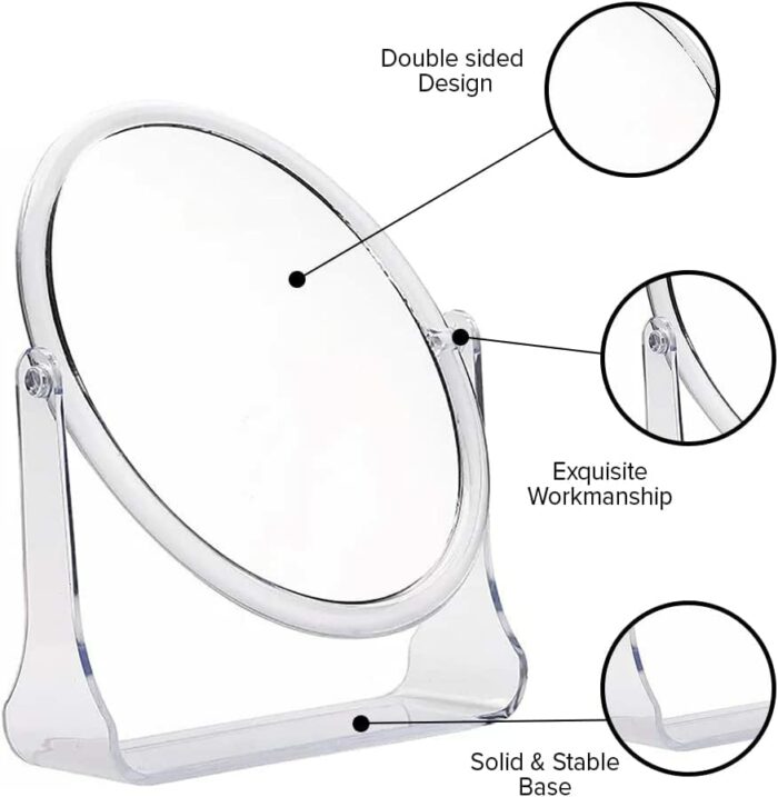 JKG® Magnifying Vanity Mirror With Stand - Small Cosmetic Makeup Mirror | Bathroom Shaving Circle Mirror, Dressing Table Mirror, Beauty Mirror |