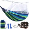 Anyoo Cotton Hammock with Mosquito Net & Tree Straps Kits, Breathable Mesh Hammock for Outdoor Garden Yard Camping Hiking Backpacking