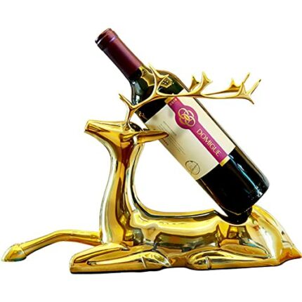 DISHENGZHEN Wine Storage Racks Wine Bottle Holder, Pure Copper Elk Single Wine Rack Creative Animal Sculpture, Wine Storage Rack for Home and Off