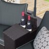 WALNUT 6 Pieces Outdoor Sectional Half Round Patio Rattan Sofa Set, PE Wicker Conversation Furniture Set