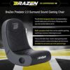 BraZen Predator 2.0 Surround Sound Floor Rocker Speaker Gaming Chair for kids, children in black and grey