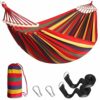 Anyoo Garden Cotton Hammock with 40CM Curved Wooden bar Portable Comfortable Hammock with Compact Travel Bag,Perfect for Indoor/Outdoor Patio Yar