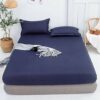 Breathable Lux Bed Sets Solid Color Brushed Mattress Topper, Bedroom Hotel Homestay Aloe Cotton Single Double Bed Sheet Grey 180x200cm