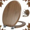 Angel Shield Antibacterial Wooden Soft Close Toilet Seat with Quick Release Adjustable Hinges Toilet Seat Easy Clean and Assembly for Bathroom 45