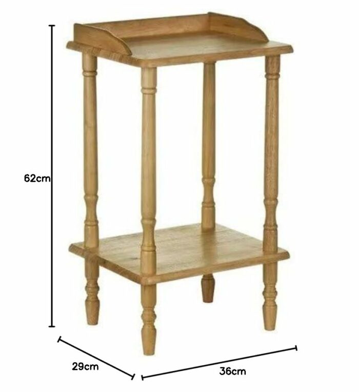 Premier Housewares Rubberwood Rectangle Console Table with Shelves Console Table Narrow Vintage Hall Table Telephone Table 62 X 36 X 29 Cm, Natur