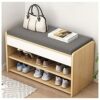 Upholstered Footstool Storage Stool Changing Shoes Stool Home Porch Wear Shoe Stool Soft Bag Cushion Living Room Bedroom Storage Bench Drawer Sto