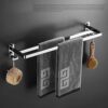 Bathroom Towel Rack Double Rod 304 Stainless Steel Towel Shelf Wall Mounted Thick Towel Rail Extension Bathroom Pendant Chrome Bath Towel Shelves