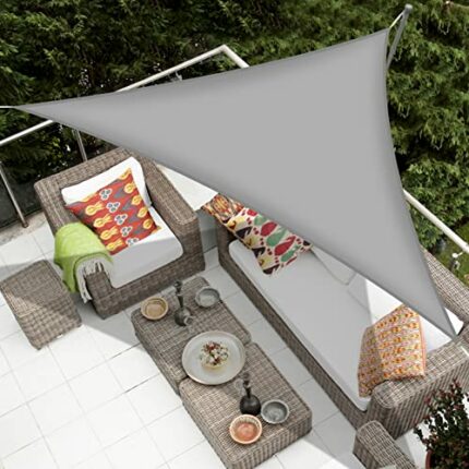 Sun Shade Sail Triangle 3x3x3m, Luckits Waterproof Garden Sail Triangle 160GSM Material Sunshade Cloth Anti-UV Sunscreen Awning Canopy, for Outdo