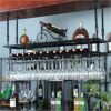 Ceiling Wine Rack Vintage Wrought Iron Wine Rack Glass Wine Glass Bracket - Restaurant Kitchen Bar Home Decoration Floating Wine Rack Adjustable