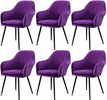 Modern Kitchen Dining Room Chairs Dining Chairs Set Of 6,Velvet Upholstered Kitchen Armchair with Sturdy Metal Legs Kitchen Living Room Lounge Co