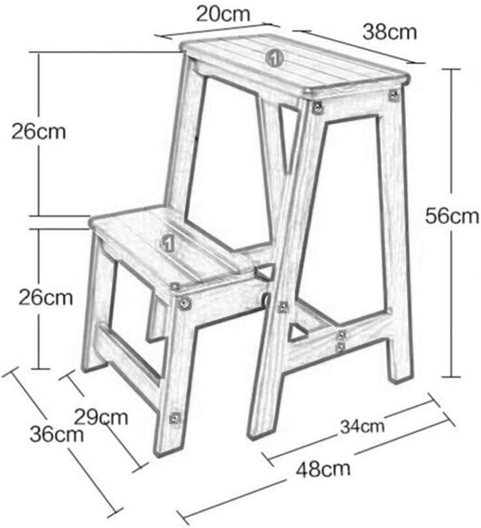 dining chair Stool made of solid wood Stool for Stool Stool 2 steps Stool Stool (Color: C)