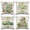 Artscope Set of 4 Waterproof Cushion Covers 45x45cm, Decorative Flamingo and Pink Flowers Pattern Throw Pillow Covers, Perfect to Outdoor Patio G