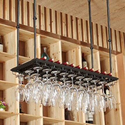 Wine racks Ceiling Adjustable Hanging Industrial Bar Red Wine Glasses Storage Shelf/Metal Industrial Decoration Shelf/Cabinet Organizer Home Deco