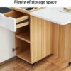 Wooden Folding Dining Table With Wheels Multifunction Desk Foldable Living Room Restaurant Kitchen Furniture Modern Simple Side End Table For Liv