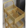 DINGZZ Scandinavian Iron Shelves Bedroom Kitchen Metal Removable Bathroom Storage Rack With Wheels Trolley
