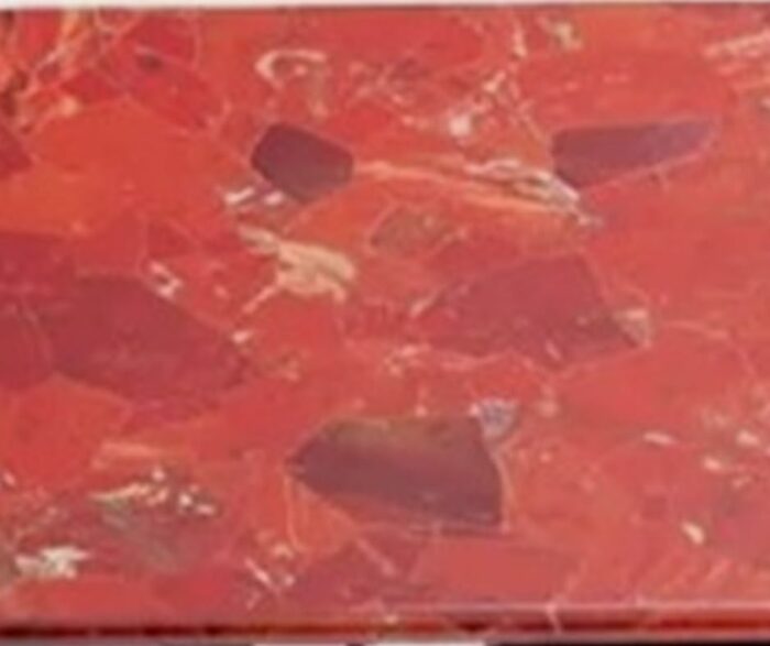 Gifts And Artefacts 42 x 42 Inches Dining Table Top with Random Work Square Shape Red Marble Meeting Table for Office Furniture Decor