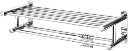 Towel Rack Double Towel Rail Bathroom Towel Shelf Wall Mounted Hand Towel Holder 304 Stainless Steel Towel Shelf for Bathroom Kitchen-A-80cm (Siz