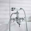 Victorian Bath Taps with Shower,Luckyhome Traditional 1/4 Turn Dual Lever Bathroom Tub Tap Mixer,Chrome