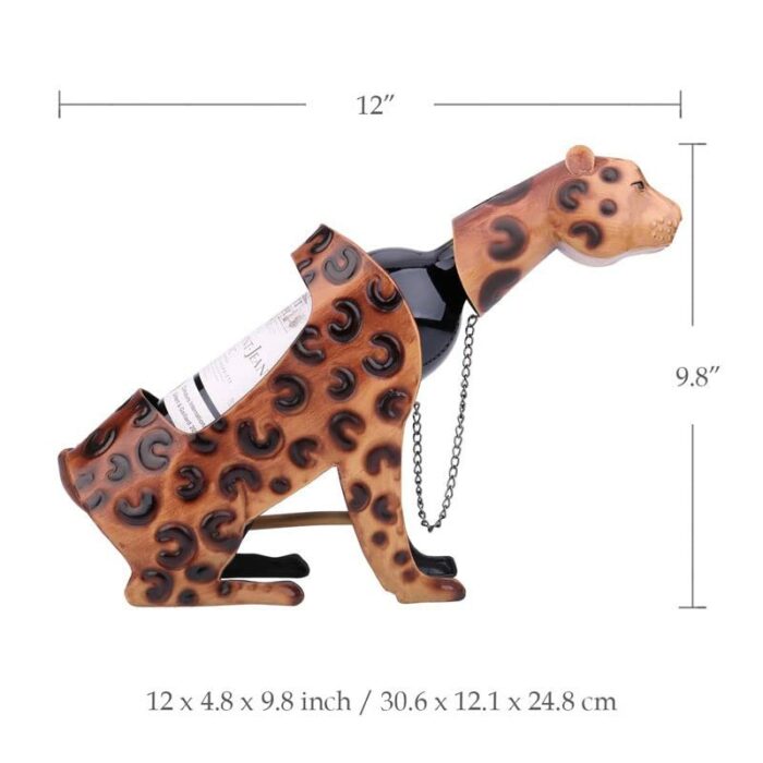JJZXD Leopard Wine Holder Metal Animal Wine Rack Sculpture Bar Wine Bottle Stand Practical Interior Home Decoration Crafts