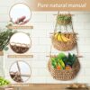 WQSS AOEIU Hanging Fruit Basket, Handmade 3-Tier Jute Woven Wall Basket, BOHO Kitchen Wall Decor for Organizing, Storage Basket for Kitchen Livin