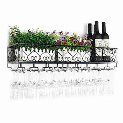 Wall-Mounted Wine Rack Iron Simple Style Multi-Functional Creative Living Room Home Display Storage Wine Rack -Restaurant Kitchen Bar Floating Wi
