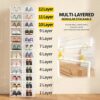 AVGXC Clear Plastic Stackable Shoe Boxes, 12 Pack Shoe Storage Boxes with Lids, Transparent Shoe Organizers for Closet, Space-Saving Shoe Contain