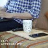 Besto Pack of 2 Sofa Arm Tray Table, Wooden Sofa Tray Armrest Tray with Fabric Backing Couch Cup Holder, Folding Sofa Arm Table, Couch Arm Table