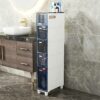 5-Tier Narrow Bathroom Floor Cabinet, Slim Toilet Storage Cabinet Storage Tower with Clear Drawers and Casters, Sturdy Narrow Dresser Tower for B