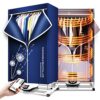 1500W Electric Clothes Dryer, 2-Layer Household Foldable Low Noise Clothes Drying Rack, with Remote Control & Caster, for Laundry, Apartment, Dor