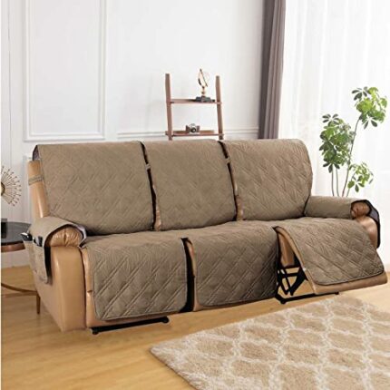 Recliner Chair Cover, Armchair Recliner Cover with Storage,Loveseat Recliner Slipcover for Leather Sofa,Washable Recliner Sofa Protector with Ela